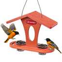 Kingsyard Bird Feeder for Outdoor Hanging, Recycled Plastic Oriole Jelly Feeder, Two Dishes w/ 5 oz, Durable & Weatherproof, for Bird Lovers, Orange
