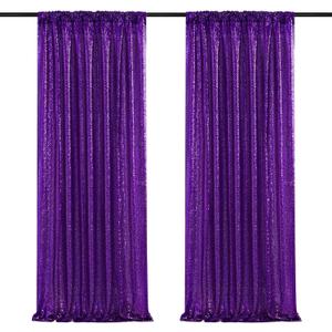 Purple Sequin Backdrop 2 Pieces 2ftx8ft Wedding Glitter Curtain Backdrop Arch Fabric Drapes for Baby Shower Birthday Party Decoration
