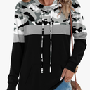 Angerella Hoodies for Women Camo Leopard Print Tops Pullover Hooded Sweatshirt Drawstring with Pocket, Size  L