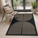 Lahome Enfys Modern Rainbow Easy Jute Outdoor Patio Rug, 3x5 Black Washable Rugs for Entryway Office Farmhouse Classroom Carpet, Contemporary Non Slip Front Door Mat for Porch Guestroom Room Decor (Dark Grey/Charcoal Black)