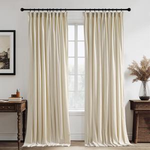 RYB HOME Beige Pinch Pleated Curtains, Light Blocking Thermal Insulated Noise Reducing Soft Drapes for Living Room Home Office, W34 x L84 inches, 2 Panels