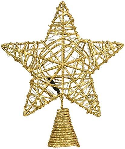 9" Gold Star Tree Topper with 30 Dual Color(R) LED Lights