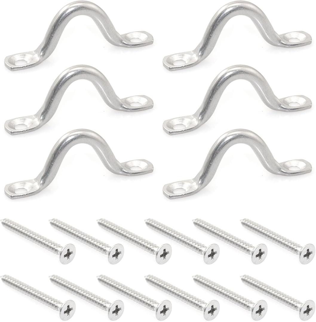 Stainless 6PCS Steel Eye Hook Camelback Bow Shaped Small Handle M4 Self Tapping Screw M3.5x35 Fixed Door Handle Ceiling Anchor Hook Hardware