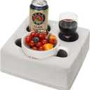 G GOOD GAIN Couch Cup Holder Pillow, Spill-Proof Sofa Drink Cup Holder & Multi-Use Organizer for Sofa, Bed, Car, Beach - Holds Mugs, Phone, Snacks, Remote Control, KeepTemp Design (LightGrey) (9.5 x 9.5 inches)