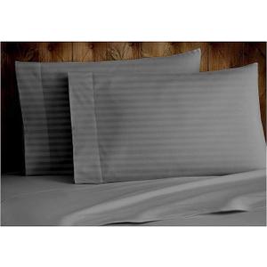 Set of Two Oversized Superhuge Pillow Case - Cover - 100% Egyptian Cotton, 600 Thread Count Sateen, (Size 31 x 40) (31 X 40, Elephant Grey Striped)