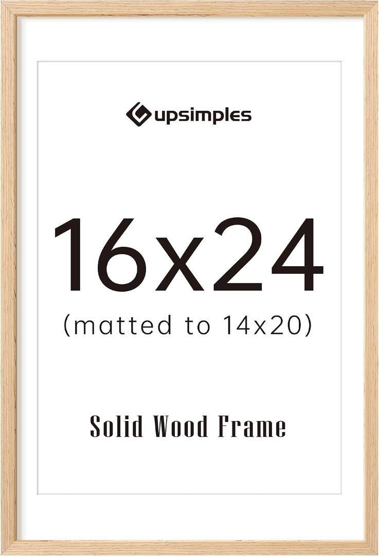 upsimples 16x24 Picture Frame Solid Wooden, Nursery Decor, 1Pack Natural