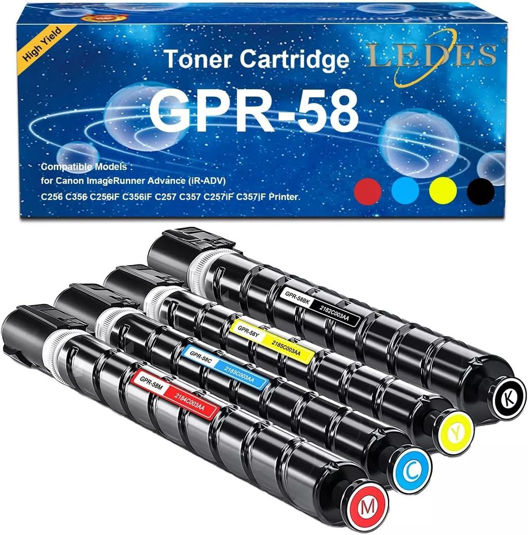 High Yield Toner Cartridge for Canon GPR-58 GPR 58 for ImageRunner Advance iR-ADV C3325 C3330 C3525 C3530 C3025 C256 C256iF C257 C257iF C356 C356iF C357 C357iF Printers (Black Cyan Magenta Yellow)