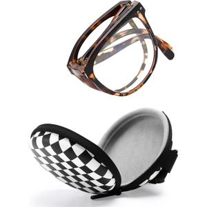 Large Frame Folding Reading Glasses for Women and Men Blue Light Blocking Readers Glasses for Reading with Portable Case (Tortoiseshell, 1.5, x)