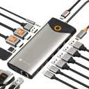 NOVOO USB C Docking Station Dual Monitor, 15 in 1 Laptop Docking Station 3 Monitors with 2 HDMI,VGA,USB C/A Ports, 100W PD, RJ45, SD/TF and Audio, Multiport Adapter for MacBook/Dell/iPhone/HP/Lenovo