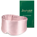 Joyhabit Silk Sleep mask | 100% Mulberry for Women Men Ultra Soft Blackout Eye Cover with Adjustable Band, Breathable No Eye Pressure, Ideal for Sleep, Travel, Naps & Meditation, Lotus Pink