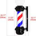 MIUXIU 27'' Wall-Mounted Barber Pole Led Light, Red, White, Blue Stripes, Waterproof, for Salon