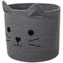VK VKLIVING Large Basket for Organizing Cute Animal Storage Baskets Cat Toy Storage Woven Cotton Rope Hamper Organizer for Laundry, Towels, Blanket, Toys, Clothes, Gifts, Pet Bed 15''x14''