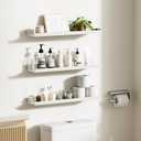upsimples Floating Shelves for Wall, 23.6 Inch Shelves for Decor Storage Set of 6, Wall Mounted Wood Shelf for Bedroom, Living Room, Bathroom, Kitchen, Long Picture Ledge Shelves, White