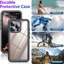 Temdan Compatible with iPhone 16 Pro Max Case Waterproof, Built-in Screen & Camera Protector IP68 Underwater Full Body 16FT Military Dropproof Shockproof Phone Case 6.9"-Black/Clear