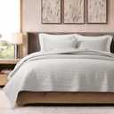 EVERGRACE Cotton Sateen Pick-Stitch Quilt Set Queen Size – 100% Cotton Lightweight Coverlet Bedding, Pre-Washed Oversized Bedspread, Breathable All-Season Quilt Set with 2 Shams, Frost Gray