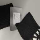 BRUCERIVER Womens Winter Knit Soft Fingerless Mitten Gloves Geometry Design On Top Black One Size