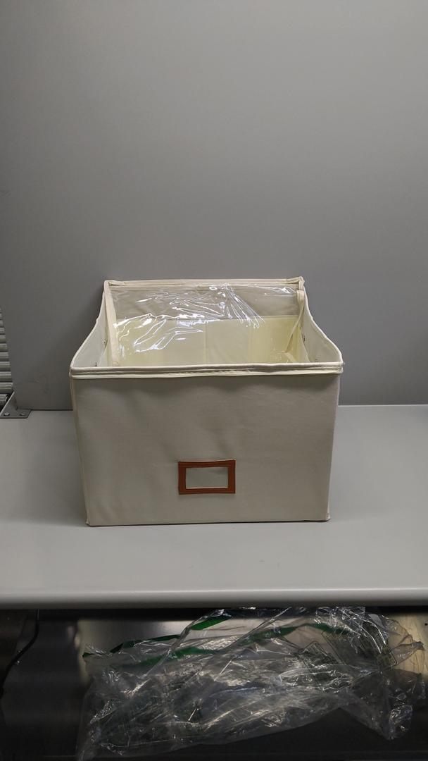 Storage Box with plastic Cover 17.5" * 17.5" (cream white )