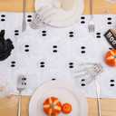 BINBE Table Runner Faux Fur Soft Plush Cute Ghost Table Runner for Kitchen Dining Table Decoration Home Party Decor 13x72 Inch White