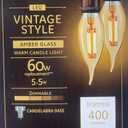 GE (2 Bulbs) Vintage Amber Glass LED Chandelier Bulb, Candelabra Base, 60 watt Equivalent, 400 lumens, Dimmable Decoractive LED Bulb