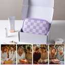 Travel Makeup Bag Cosmetic Bag for Women,Small Makeup Organizer Bag,Cute & Waterproof Vegan Leather Makeup Case with Multiple Compartments,Toiletry Bag for Cosmetics (PURPLE) (MEDIUM)