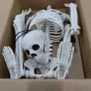 36" Skeleton Halloween Decor, 3FT Realistic Full Body Movable Posable Joints Skeleton, Creepy Halloween Plastic Human Bones for Party Decor Lawn Haunted House Graveyard Props Indoor Outdoor (White)
