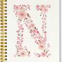 Pink Cute Spiral Notebook Journal, Preppy Floral Initial Letter N Personalized Journaling Notebooks, Monogrammed Gifts for Women Girls, Botanical Hardcover Spiral Lined Notebook 5.5 x 8.3