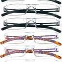 VisionGlobal 8 Pairs Reading Glasses, Blue Light Blocking Glasses, Computer Reading Glasses for Women and Men, Fashion Square Eyewear Frame (4black+4tortoise,+3.25 Magnification)