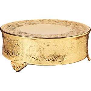 Round Ornate Wedding Cake Stand Serveware Accessories, 16", Gold