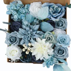 Multi Use Dusty Blue White Artificial Flowers Combo for DIY Centerpieces Arrangements Wedding Bridal Bouquet Table Chair Decor Candle Holder Baby Shower Cake Decor Flower Strips Home Dcor Multi Use Dusty Blue White Artificial Flowers Combo for DIY Centerpieces Arrangements Wedding Bridal Bouquet Table Chair Decor Candle Holder Baby Shower Cake Decor Flower Strips Home Dcor
