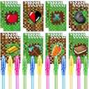 Jiaoohoo 24 Pcs Pixel Theme party favors |12 invisible ink pen and 12 mini Notepads| Pixel Theme party Goodie Bag Stuffers, Classroom Prizes, party supplies