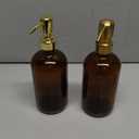 Essentials Glass Soap Bottle Dispensers, 2 Pack, Stainless-Steel Pumps Rust-Free, Hand Set for Bathroom Kitchen Sink, Liquid Lotion Shampoo Jars , 16 Oz