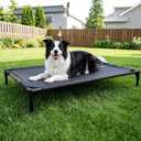 Petsfit Elevated Dog Bed for Large Dogs  Patented Anti-Sag Tension Bar, Cooling Raised Dog Cot for Outdoor/Camping/Indoor, Teslin Mesh, Non-Slip Frame, 42"