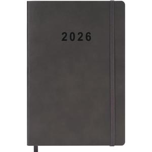2026 Planner - Weekly and Monthly Planner, Jan 2026 - Dec 2026, Holidays, Contacts and Notes Pages, Vegan Leather Cover, Elastic Closure, 5.5x8.25, Grey