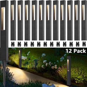 SUNVIE LED Low Voltage Landscape Lights 3W Pathway Lights Low Voltage 12-24V Landscape Path Lights 3000K CRI 90+ Aluminum Waterproof Pathway Lighting for Walkway Garden Yard ETL Listed Cord, 12 Pack (Soft White(3000K))