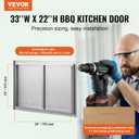 VEVOR BBQ Access Door, 33W x 22H Inch Double Outdoor Kitchen Door, Stainless Steel Flush Mount, Wall Vertical with Handles, for BBQ Island, Grilling Station, Outside Cabinet