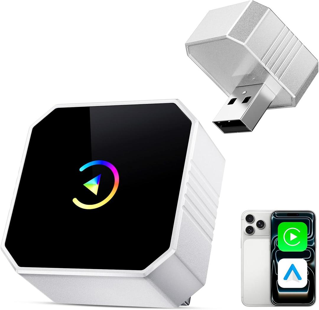 2026 Mini Wireless CarPlay Adapter, Wired to Wireless CarPlay & Android Auto Dongle, Plug & Play Auto Connect, Stable Compatibility for iPhone iOS 10+ & Android 11+