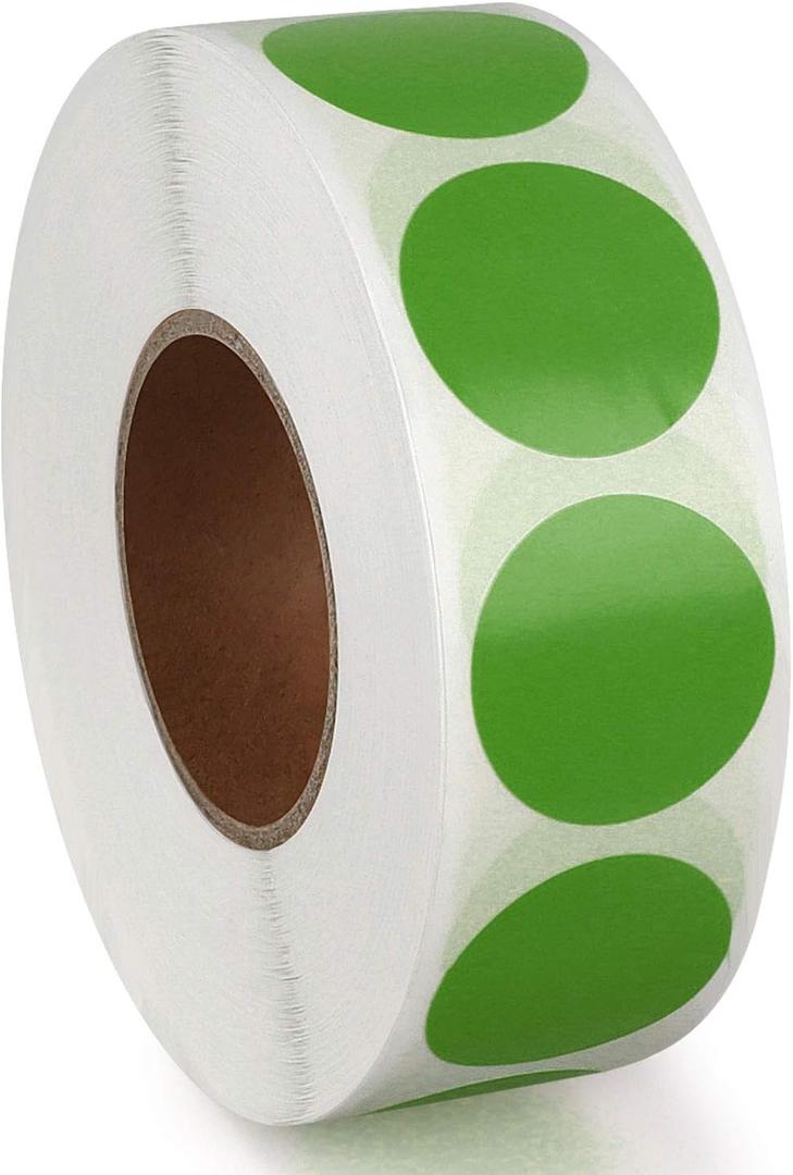Dot Stickers Removable Colored 1 Inch 2pcs (Green)