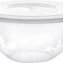 PLASTICPRO Disposable 96 Ounce Round Crystal Clear Plastic Serving Bowls With Lids, Party Snack or Salad Bowl, Chip Bowls, Snack Bowls, Candy Dish, Salad Container Pack of 8