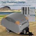 Umbrauto Teardrop Travel Trailer Cover - 8'-10' Fits R-Pod & Clamshell Trailers, 7 Layers Top Heavy Duty Waterproof Camper Cover with Windproof Strap