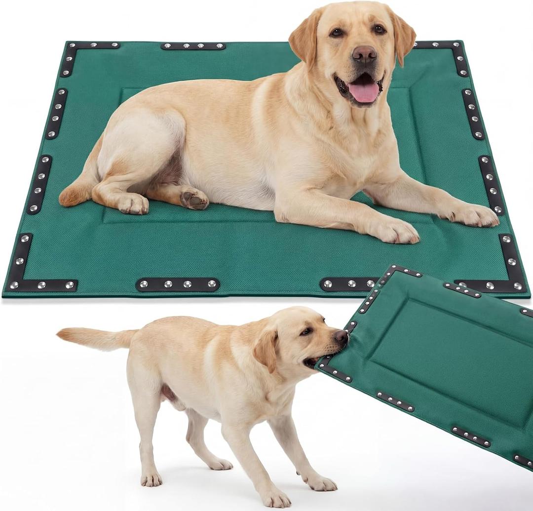 Colingmill Chew Proof Indestructible Dog Crate Bed, Green, 41” X 28”