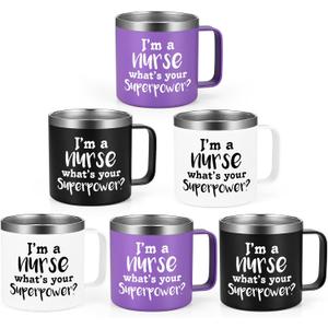 Lifecapido Nurse Week Gifts-6 Pack I'm A Nurse Stainless Steel Insulated Coffee Mug, Nurse Gifts for Women Male Nurse New Nurse RN Nursing Student, Nurse Graduation Gift, Nursing Gifts(14OZ,Mix Color)