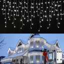 Brightown Christmas Icicle Lights Outdoor, 33 Feet 72 Drops with 384 LED, 8 Modes Waterproof Connectable Twinkle Fairy String Light for Christmas Thanksgiving Hanging Icicles (Pure White)