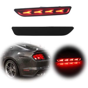 Smoked Lens Red LED Lamps Rear Bumper Side Marker Lights For 2010 2011 2012 2013 2014 Ford Mustang