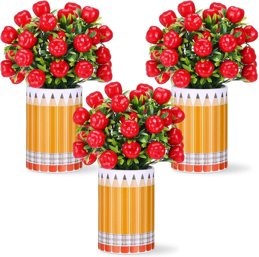 Retrowavy 3Set School Teacher Appreciation Flower Vase Decor, Pencils
