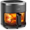 Vexon 4.5QT Air Fryer, 1200W Compact Hot Air Cooker with Visible Window, Nonstick Basket, Digital Touch Screen, Oil-Less Electric Air Fryer Oven for Healthy Cooking (Black), Large