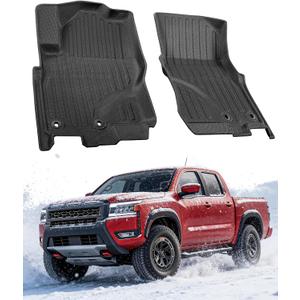 All Weather Guard Floor Mats for Nissan Frontier 2026 2025 2024-2022, Heavy Duty Front Row Liners Custom Fit for Crew/King Cab (S/SV/SL/PRO-X/PRO-4X), Black Non-Slip Waterproof Carpet Car Accessories