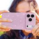 Hython Case for iPhone 17 Pro Case Glitter Cute Sparkly Shiny Bling Sparkle Phone Cases 6.3", Thin Slim Fit Soft TPU Bumper Shockproof Rubber Protective Cover for Women Girls Girly, Lavender Purple