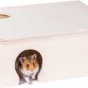 Niteangel Birch Chamber-Maze Hamster Hideout - Small Pets Woodland House Habitats Decor for Hamster Mice Gerbils Mouse, Rectangular 3-Chamber Hideout