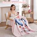 JANZAA My Penguin Love Blanket - Pink Throw Wedding Anniversary Blanket for Men Women Boyfriend Couple - Romantic I Love You Gifts for Him/Her Birthday, Wedding, Valentines, Mothers Day 50'' x 60''