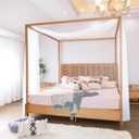 Linentalks White Canopy Bed Scarf for King & California King Bed, Luxury Sheer Bed Canopy Scarf, Sheer Scarf Valance Canopy Bed Drapes, Four Post Bed Canopy Drapes, Canopy Bed Curtains 1 PC 52" X 256"